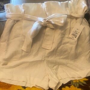 a new day High Waist Cream Shorts with Tie Belt